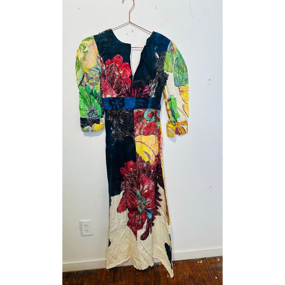 SAAKSHA & KINNI Multicolored Floral Daisy Crew Neck Short Sleeve Dress size XS - Picture 2 of 15